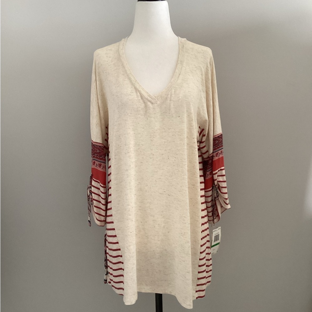 NWT Democracy Paisley Linen Blend Tunic, Size L